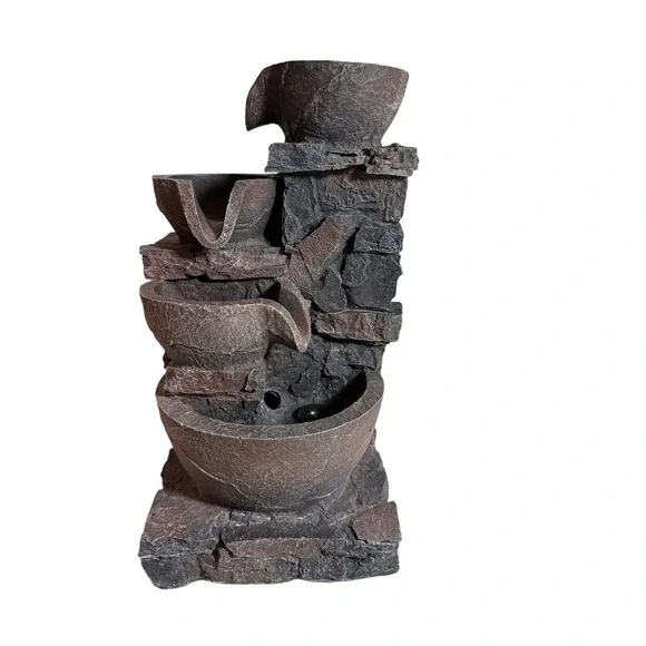 MSEONWXI Indoor Decorative Tabletop Fountain Four Stone Fountains with Bowls LED - Picture 3 of 15